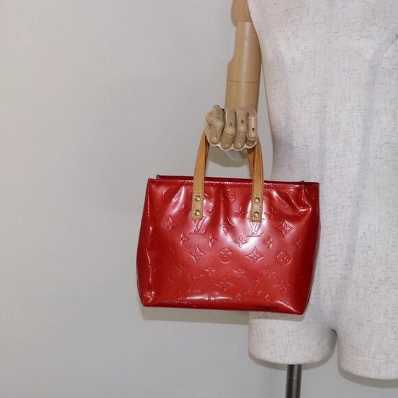 LOUIS VUITTON Monogram Vernis Reade PM Hand Bag Red Rouge - Picture 1 of 16